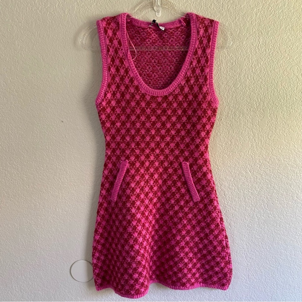 ZARA Women | Pink | PLAID KNIT DRESS - Picture 6 of 13